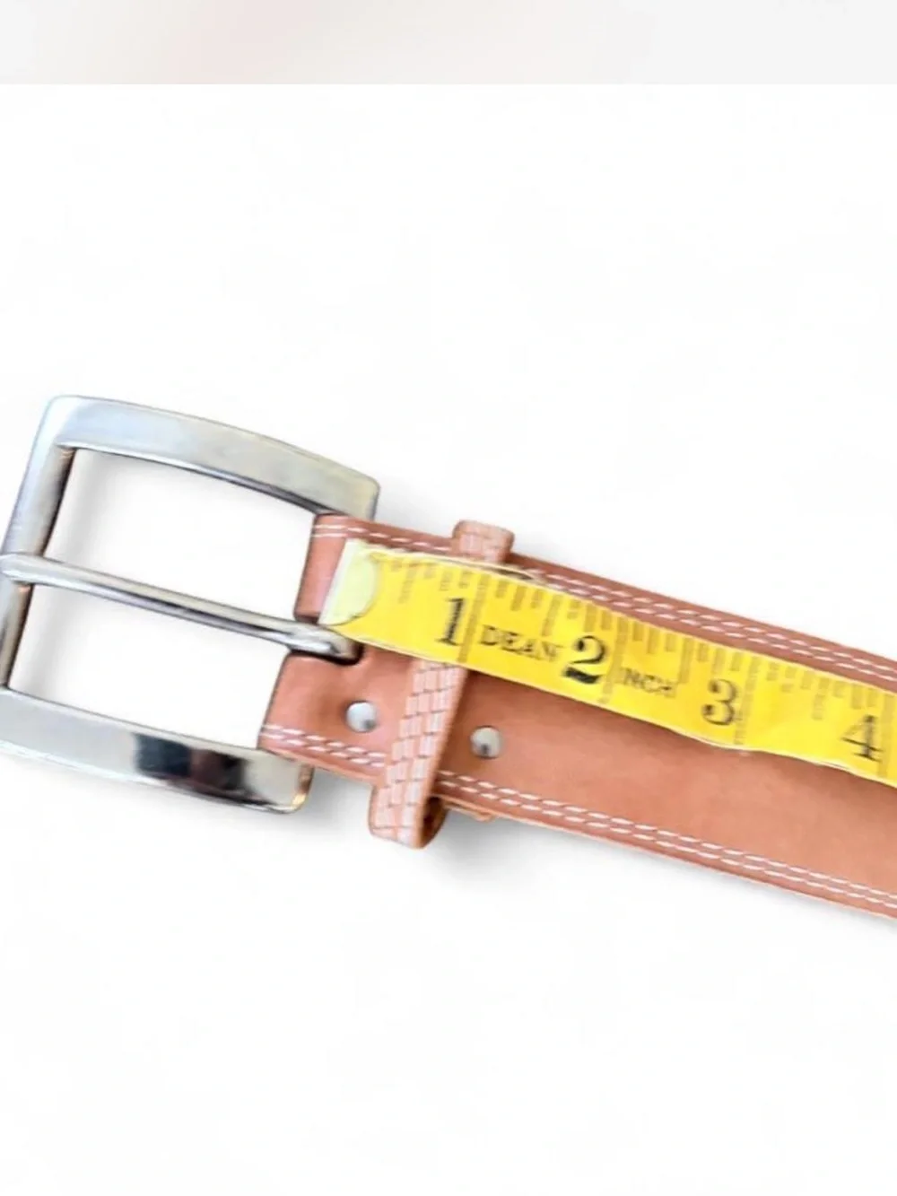 Classic Tan Leather Women's Belt with Silver Buckle